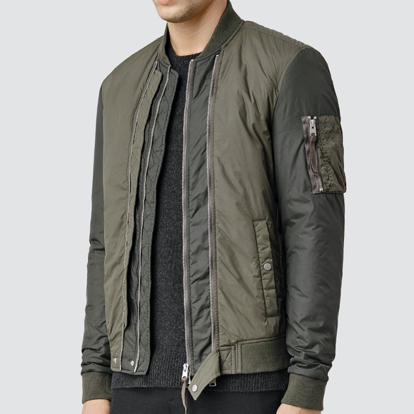 ALLSAINTS Mens NWOT Braddock Bomber Jacket Olive M - Picture 1 of 16